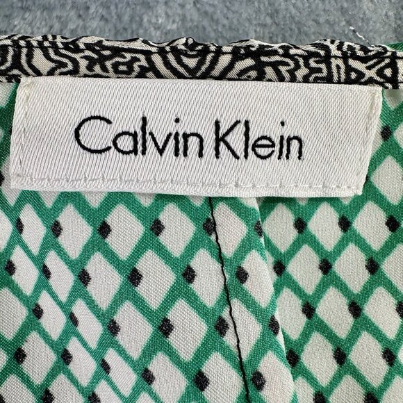 Calvin Klein Kimono Sleeve Blouse Women’s PTP 21.5" Multi Poly Tie Boho Flowy - Picture 5 of 14